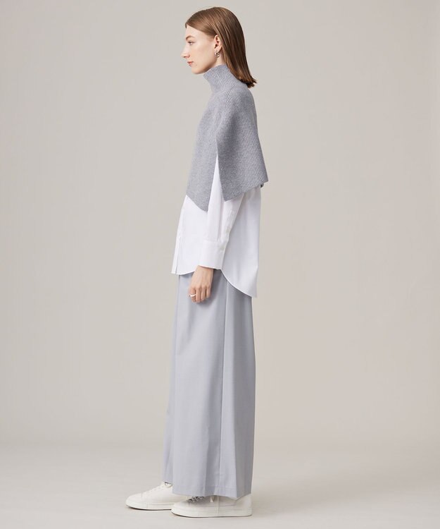 ICB 【洗える】ウールポリエステルニットケープ ライトグレー系