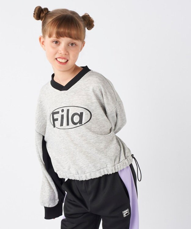 OP／FILA 【FILA】ショート丈スウェット/キッズ 杢グレー