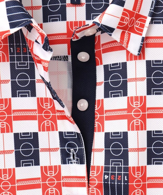 23区GOLF 【WOMEN】【吸水速乾/UVカット】フィールドチェック柄ポロシャツ ネイビー系3