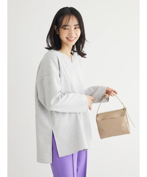 Green Parks 圧縮ポンチキーネックチュニック Gray Mixture