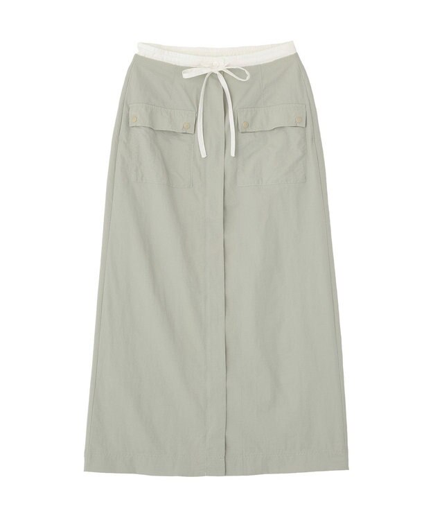 CRAFT STANDARD BOUTIQUE ナイロンダブルウエストIラインスカート Light Beige