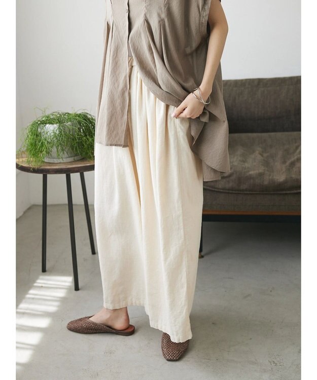 CRAFT STANDARD BOUTIQUE 【キナリノ別注】リネンレーヨンワイドパンツ Ivory