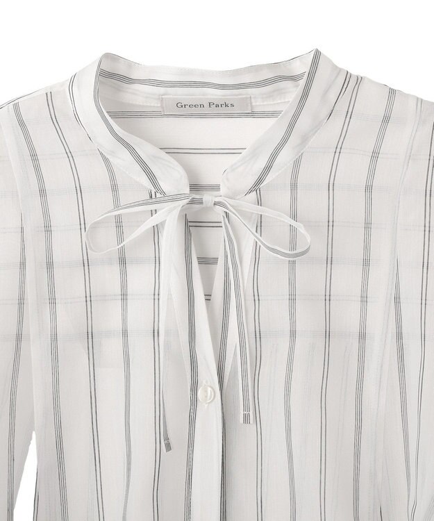 Green Parks フレアラインスキッパーブラウス Stripe