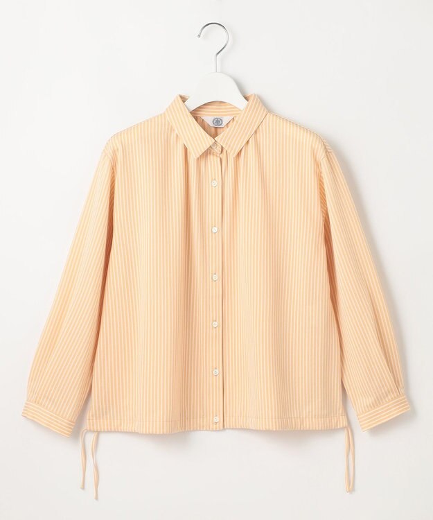 J.PRESS LADIES Jカミーチェストライプ シャツカラー カットソー オレンジストライプ系