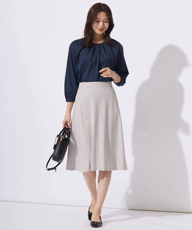 J.PRESS LADIES S 【WEB限定カラーあり】ストライプジャカード フロントタック カットソー ネイビー系
