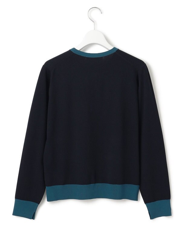 23区 S 【洗える】レーヨンポリエステルストレッチ カーディガン ネイビー×ダークブルー