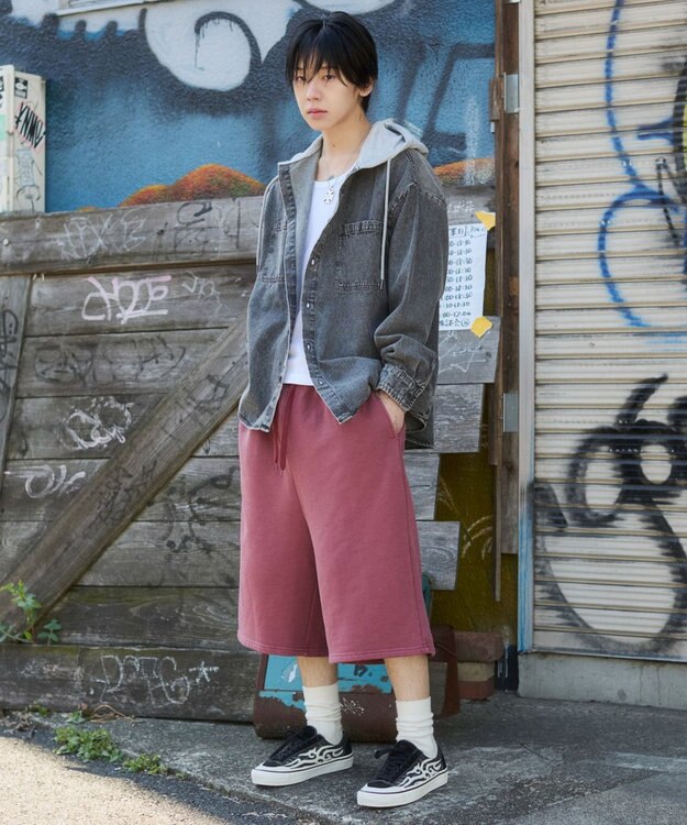 WEGO 【ユニセックス着用ITEM】ピグメントグラフィックショーツ ピンク