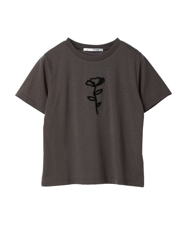 Green Parks ・ＲＡＹ　ＣＡＳＳＩＮ　フラワーサガラ刺繍Ｔシャツ Charcoal Gray
