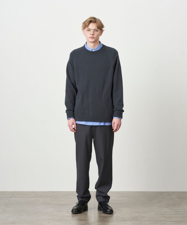 ATON WOOL COTTON BRUSHED | クルーネックセーター - UNISEX CHARCOAL GRAY