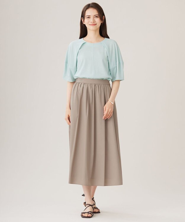 自由区 【洗える】ランダムタック スカート ダークサンド