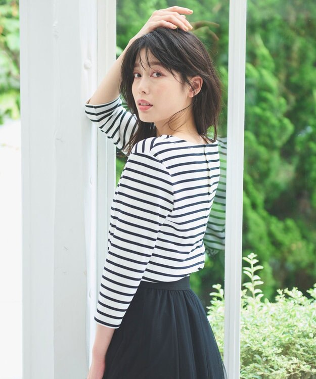 ANY L 【接触冷感/UVケア】バックパール Tシャツ ボーダー