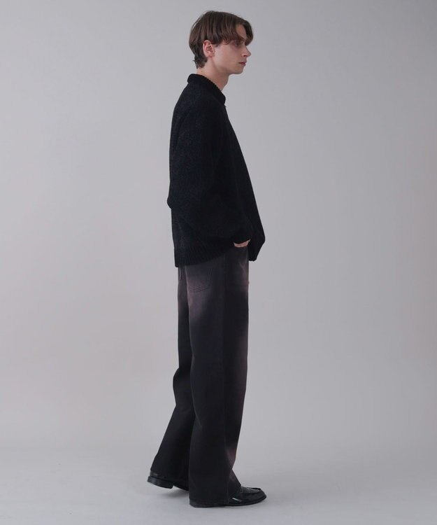 WEGO 【ユニセックス着用ITEM】ベロアモールワンポイントZIPカーディガン ブラック