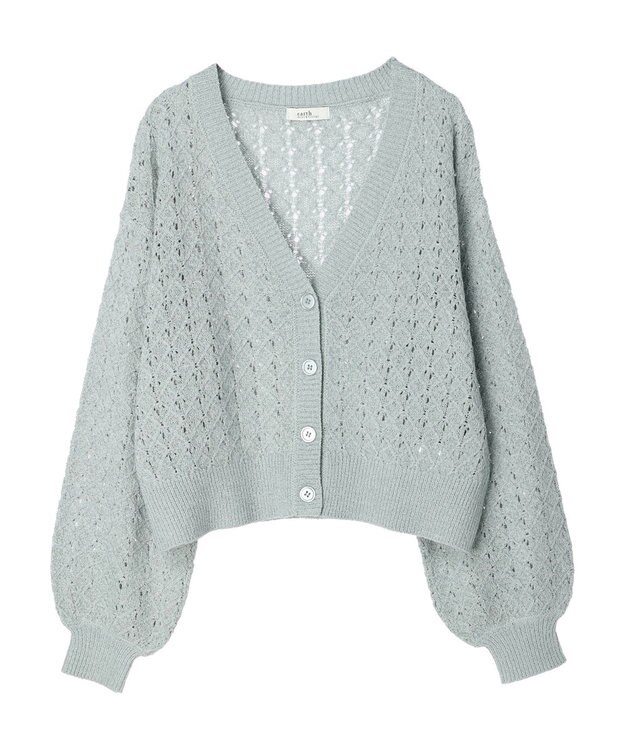 earth music&ecology 透かし編みテープヤーンカーディガン Pink