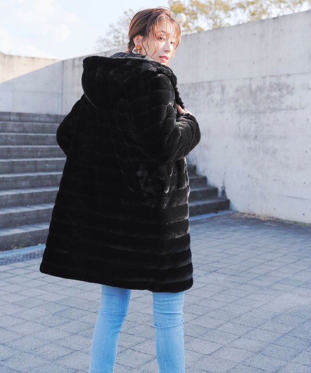 Tiaclasse 【2WAY】エコファーキルティングリバーシブルコート ブラック