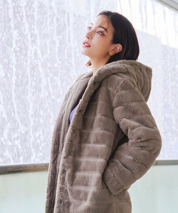 Tiaclasse 【2WAY】エコファーキルティングリバーシブルコート モカ