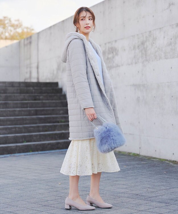 Tiaclasse 【2WAY】エコファーキルティングリバーシブルコート グレー