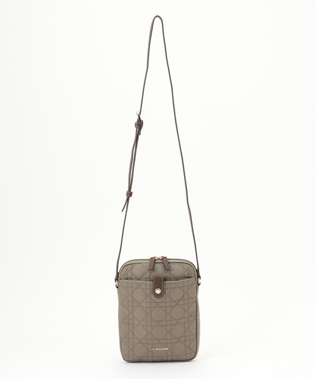 LA BAGAGERIE グリッドキルティングショルダー グレージュ