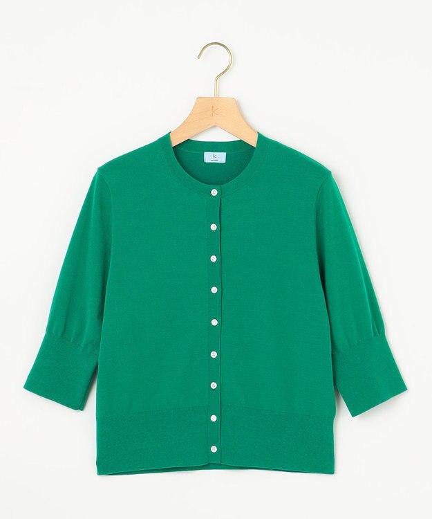 組曲 L ドライタッチ 5分袖カーディガン グリーン系