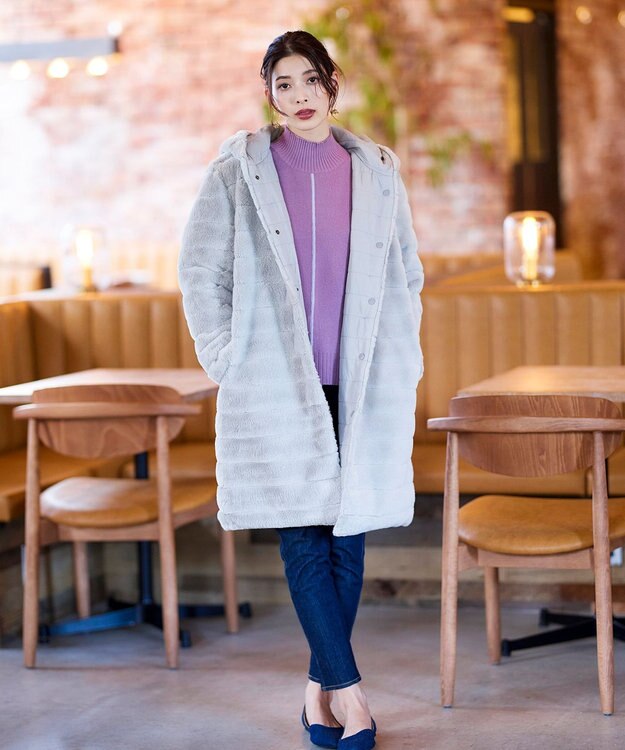 Tiaclasse 【2WAY】エコファーキルティングリバーシブルコート グレー