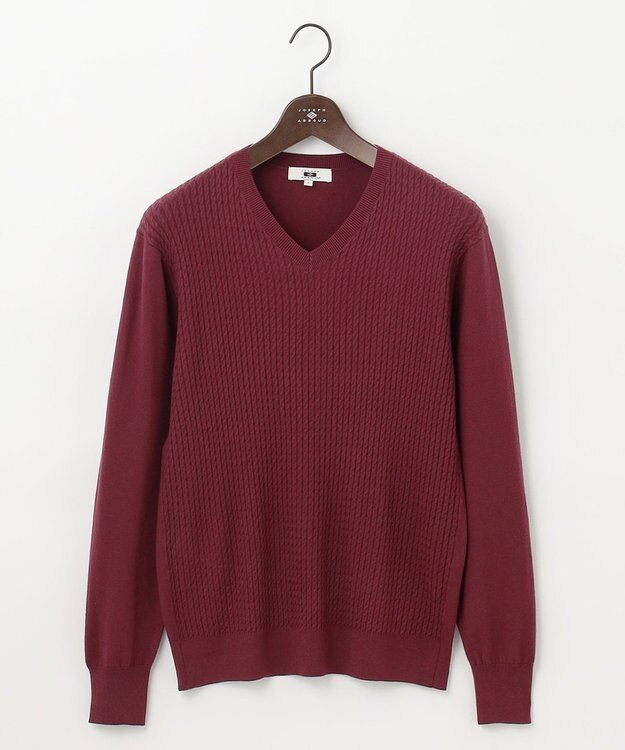JOSEPH ABBOUD 【チクチクしない/イージーケア/3シーズン対応】 コンフォート Ｖネック セーター ワイン系