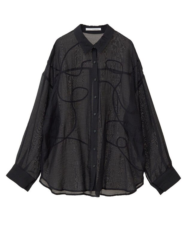 Green Parks ・ＥＬＥＮＣＡＲＥ　ＤＵＥ　テープ刺繍シアーシャツ Black