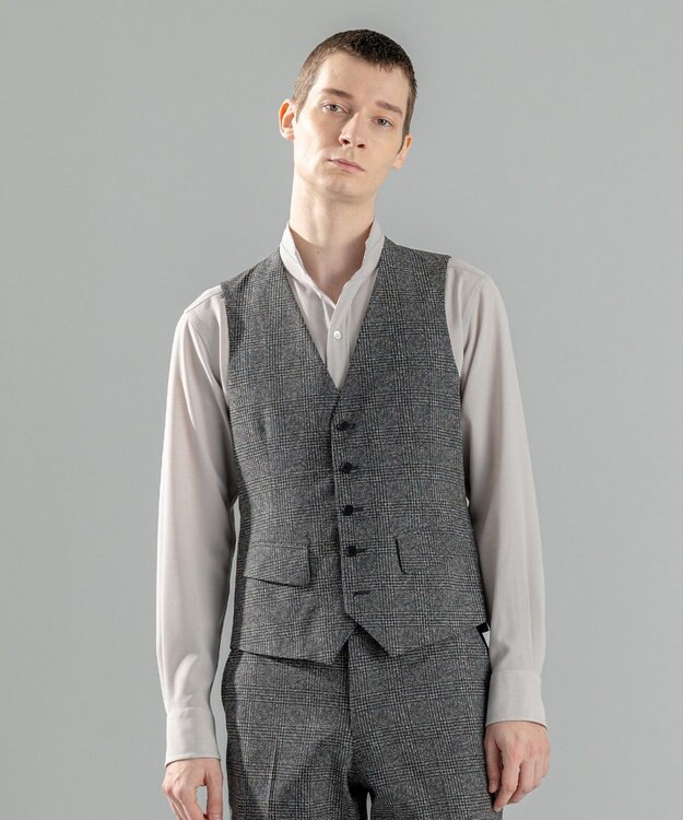 JOSEPH HOMME 新柄【洗える/ストレッチ/シワになりにくい/セットアップ対応可】クールドッツストレッチ ジレ グレー系3