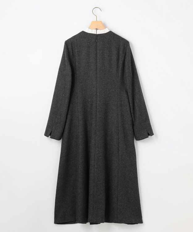 組曲 【2WAY】ラメフラノ フリル襟ワンピース チャコールグレー系