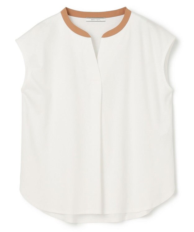 BEIGE， 【WEB限定】AUBIN / バイカラートップス White × Camel