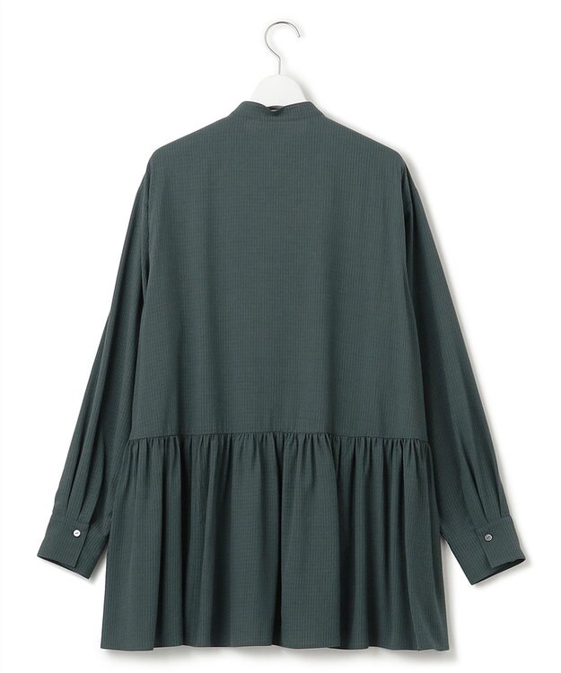 23区 L 【洗える】ドレープドビークロス チュニック ブラウス グリーン系