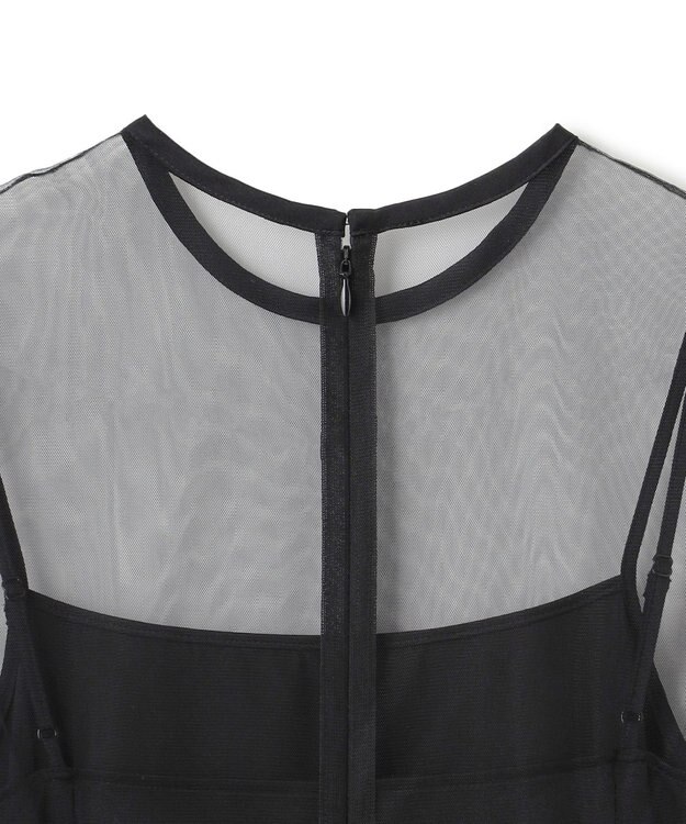 BEIGE， 【洗える・GISELe 4月号掲載】KALMIA / ノースリーブチュールドレス Black