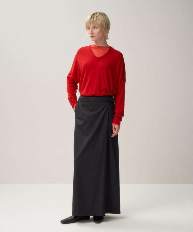 ATON MERINO COLLEGE FLANNEL | ラップスカート CHARCOAL GRAY