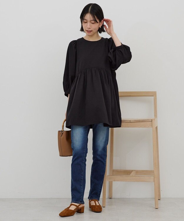 AMERICAN HOLIC DOTジャガードティアードブラウス Black