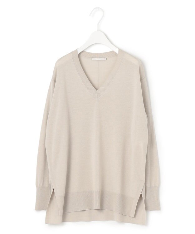 ICB 【洗える】 コンパクトウール Vネックプルオーバー トープ系