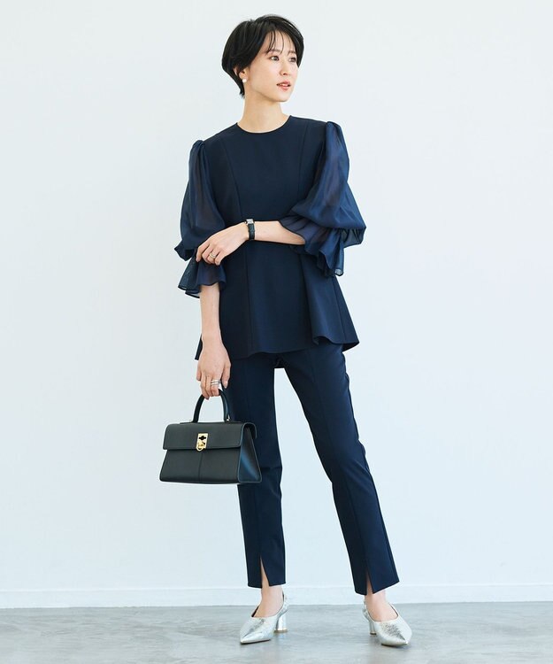 #Newans シアースリーブブラウス ネイビー