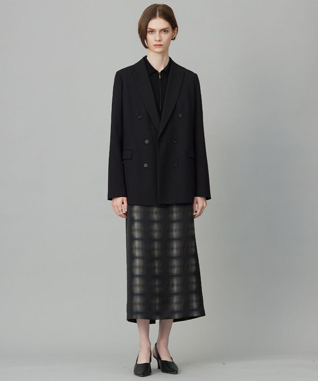 ICB 【洗える】シルクヴィスコースハイゲージ ジップアップカーディガン ブラック系