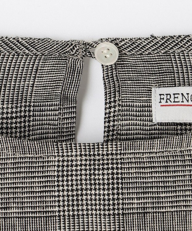 ANY 【洗える】ライトリネンクロスフレアスリーブ ブラウス グレンチェック