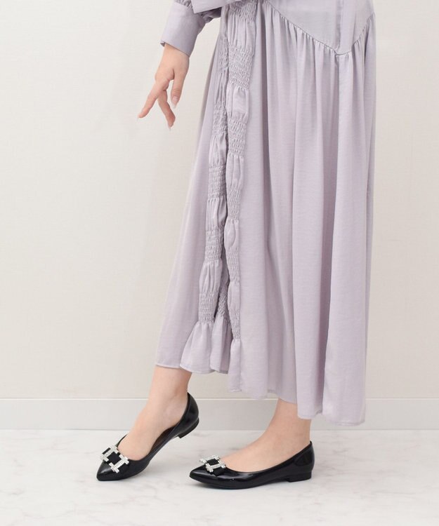 Bridget Birkin 【Bridget Birkin】ビジューリボンバレエレインパンプス ブラックエナメル