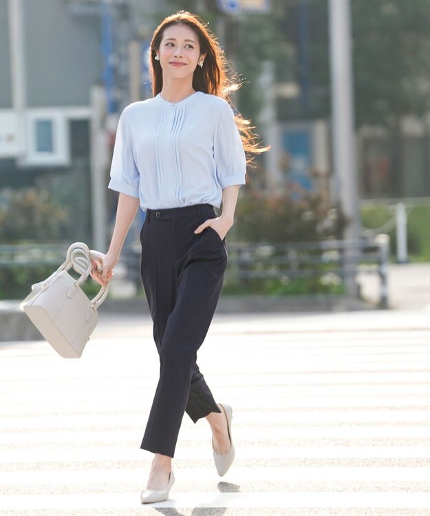 ANY SIS S エアリーストレッチ テーパードパンツ ネイビー