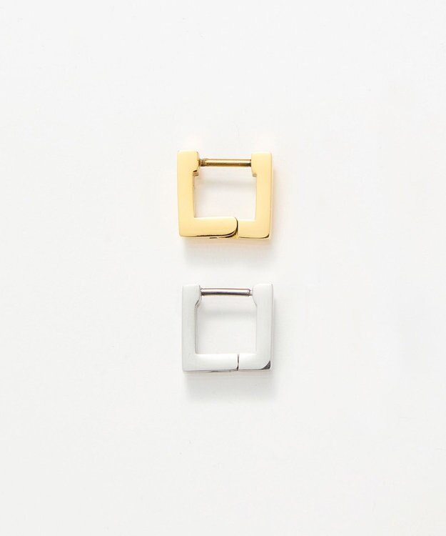 Phoebe 【金属アレルギー対応】ストレートスクエアフープピアス　ゴールド/サージカルステンレス（片耳） ゴールド