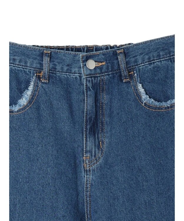 Green Parks ・Ｄｏｕｂｌｅ　Ｆｌａｇｓフリンジラインストレートデニム Indigo