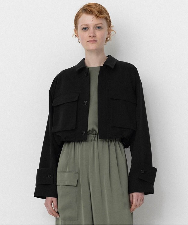 NAVE 【Nave・セットアップ可/洗える/撥水】スパンツイル ショートジャケット ブラック系