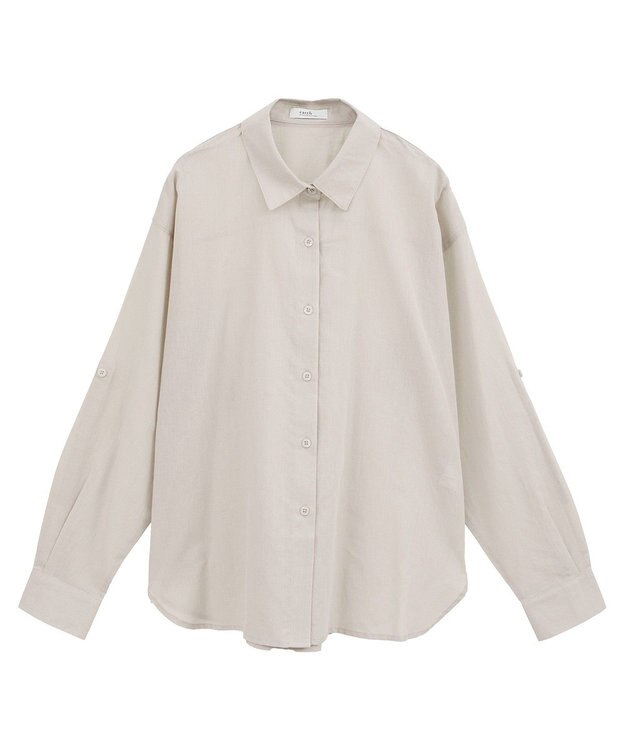 earth music&ecology 【接触冷感】綿麻混ベーシックシャツ Beige