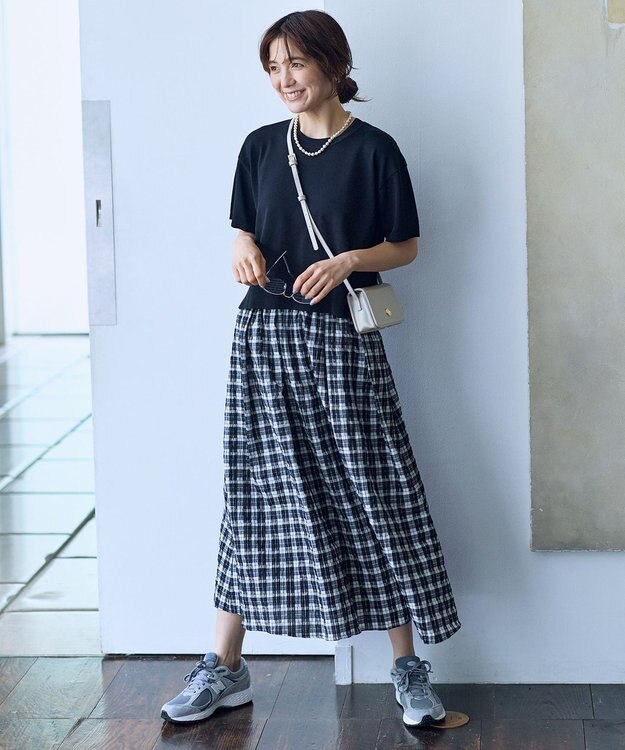 ANY 【2SET】ニット×チェックスカートセット モノトーン系