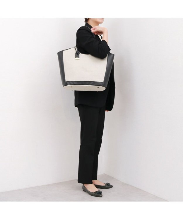 UNBILLION ペルケ perche / キャンバス・牛革トリミングトート ブラック