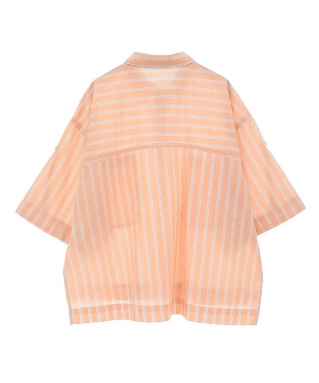 Green Parks 綿麻混５分袖ターンバックシャツ Orange