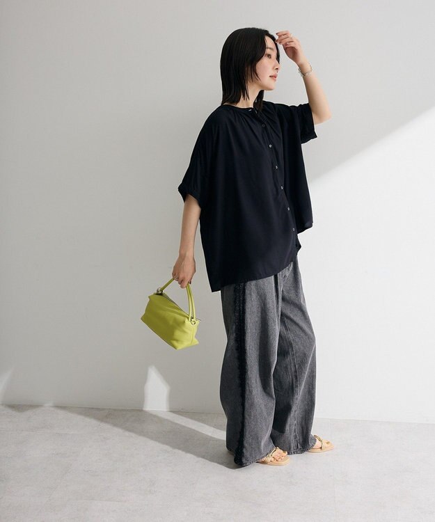 Green Parks 【WEB限定】アソート柄さらっとレーヨンブラウスⅡ Black