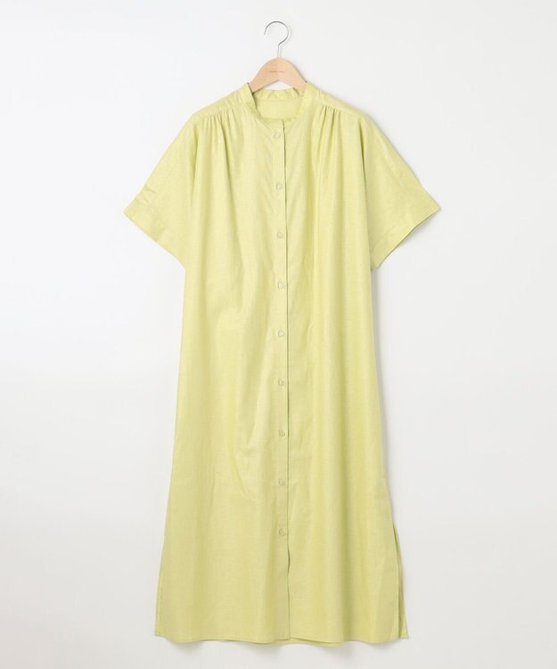 SHARE PARK LADIES フレンチスリーブガウンワンピース 黄緑系