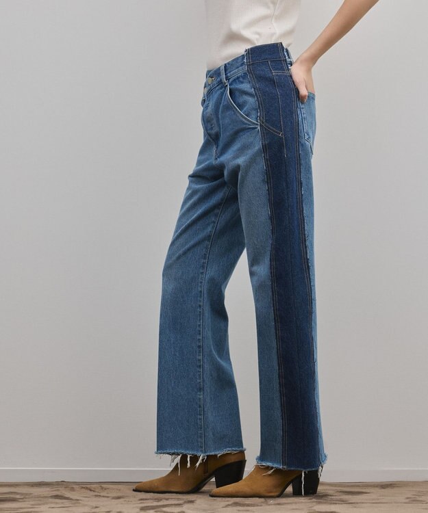GRACE CONTINENTAL リメイクフレアデニムパンツ ブルー