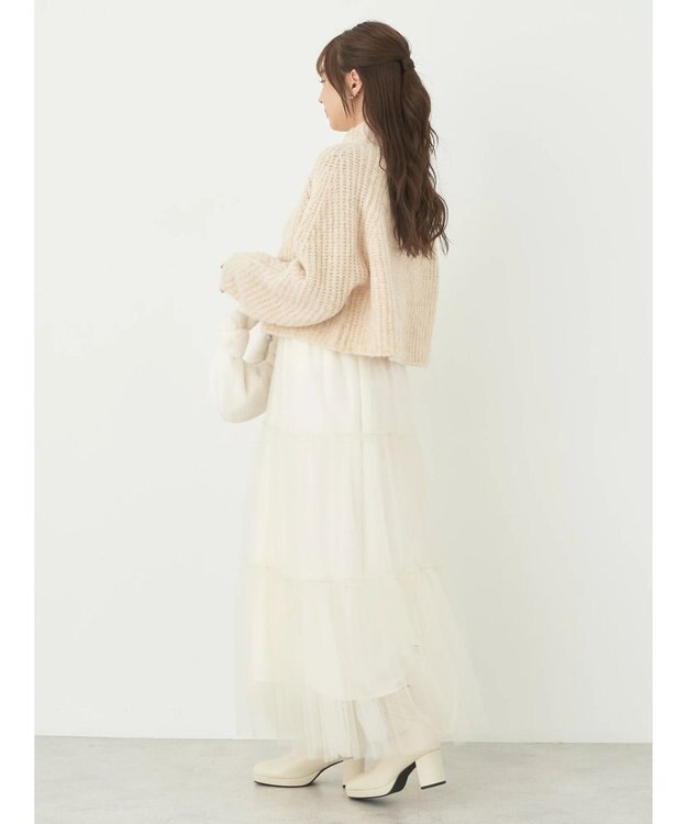 earth music&ecology フワフワＭＩＸハイネックショートニット Light Beige