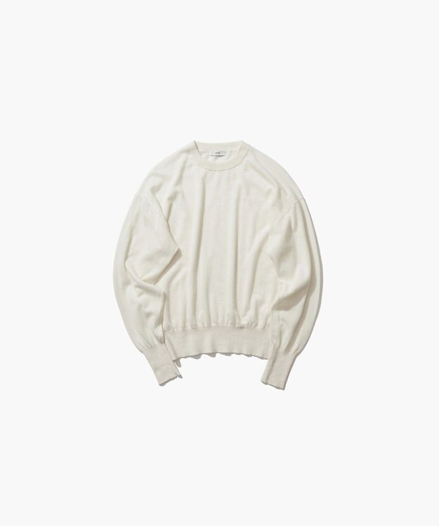 ATON CASHMERE SILK SPUN | クルーネックセーター WARM WHITE
